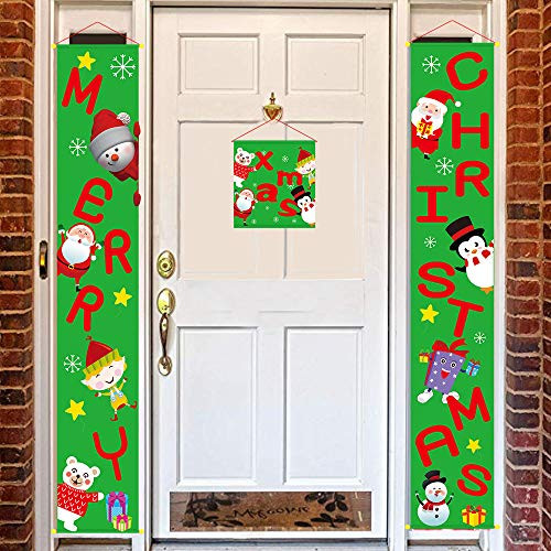 Merry Christmas Banners Front Door Welcome Christmas Porch Banners Red Porch Sign Hanging Xmas Decorations for Home Wall Indoor Outdoor Holiday Party Decor Green Merry Christmas Banners Front Door Welcome Christmas Porch Banners Red Porch Sign Hanging Xmas Decorations for Home Wall Indoor Outdoor Holiday Party Decor Green