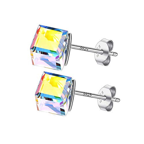 Aocelly Hypoallergenic S925 Sterling Silver Square Crystal Earrings With Swarovski Cube Crystal Studs for Women Girls Aocelly Hypoallergenic S925 Sterling Silver Square Crystal Earrings With Swarovski Cube Crystal Studs for Women Girls