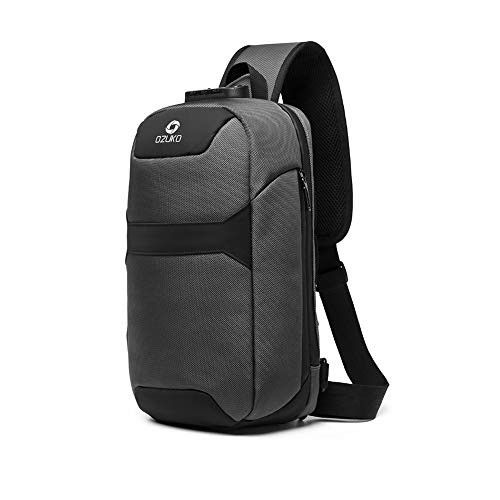 Anti Theft Sling Bag Shoulder Crossbody Backpack Waterproof Chest Bag with USB Charging Port Lightweight Casual Daypack Greynew