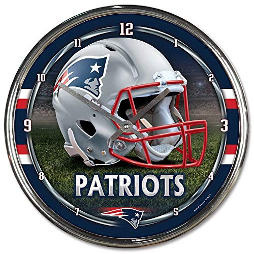WinCraft New England Patriots NFL Chrome Round Clock WinCraft New England Patriots NFL Chrome Round Clock