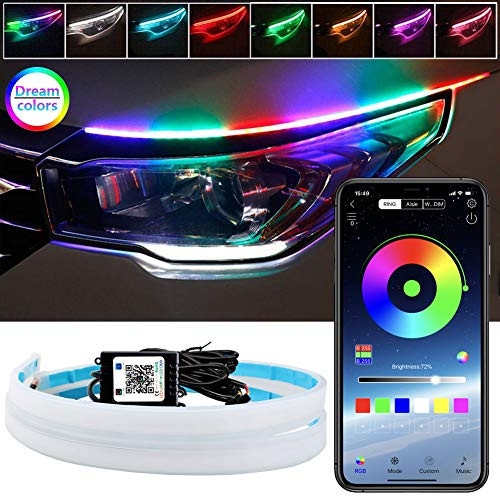 LEDCARE Car Headlight Surface Strip Tube Light RGB Multi Color 24 Inch Flexible Waterproof LED Daytime Running Light Strip Neon Turn Signal Lights Switchback Light APP Control 2Pack LEDCARE Car Headlight Surface Strip Tube Light RGB Multi Color 24 Inch Flexible Waterproof LED Daytime Running Light Strip Neon Turn Signal Lights Switchback Light APP Control 2Pack