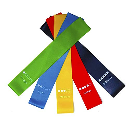 Caithly Resistance Loop Bands Resistance Exercise Bands for Home Fitness Stretching Strength Training Physical Therapy Natural Latex Workout Bands Pilates FlexbandsSet of 5