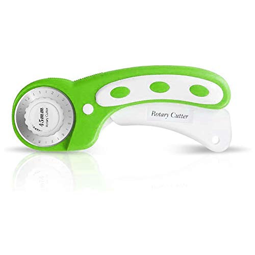 kuosbiu 45mm Crafts Rotary Cutter Fabric Cutter Wheel with Safety Lock Manual Sewing Cutting Tool for Quilting Crafting Fabric Paper Cloth