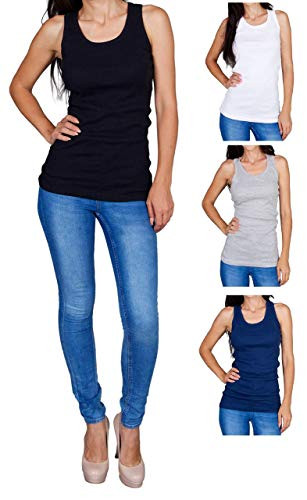 Womens Tank Tops Basic Cotton Ribbed Racerback Tanktop 3 Pack Small Assortment 1