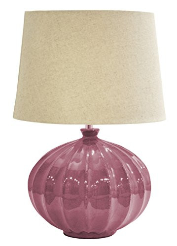 Urban Shop Reactine Glaze Lamp with Faux Linen Shade with CFL Bulb Rose