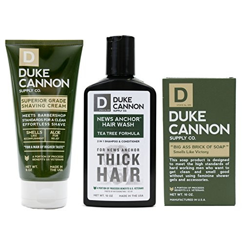 Duke Cannon Mens Grooming Bundle Superior Grade Shaving Cream Smells Like Victory Soap Bar Hardworking 2in1 Hair Wash