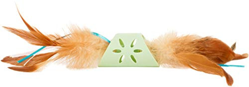 SmartyKat Flutter Roller Rolling Wheelie Cat Toy Interactive Encourages Chase and Exercise with Feathers and Ribbons