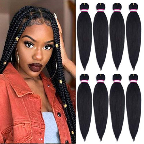 Liyate Pre Stretched Braiding Hair 20 Inch 8 PacksLot Professional Itch Free Hot Water Setting Synthetic Fiber Crochet Braids Braiding Yaki Texture Hair Extension Twist Braid 1B