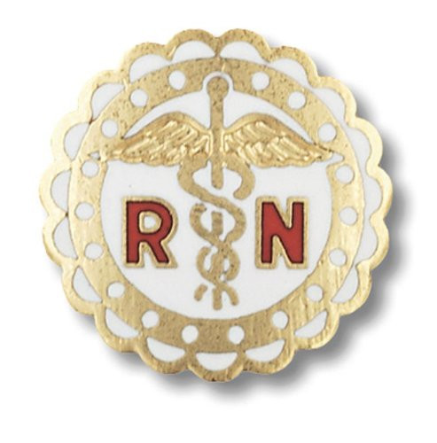 Prestige Medical Emblem Pin RN Round Sculptured Edge