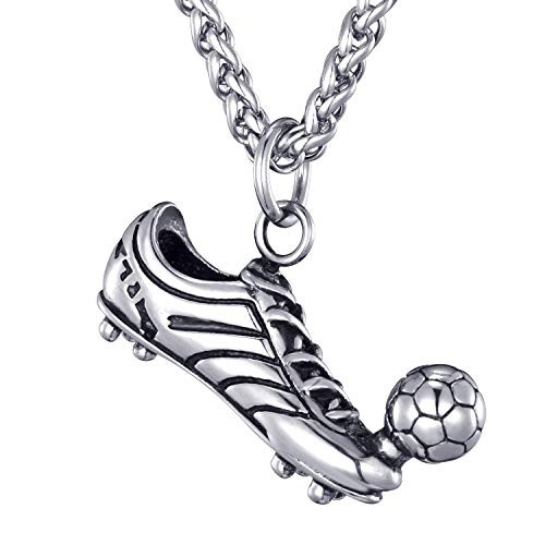 MOOLEE Mens Stainless Steel Soccer Football Pendant Necklace with 22 Inches Link Chain MOOLEE Mens Stainless Steel Soccer Football Pendant Necklace with 22 Inches Link Chain