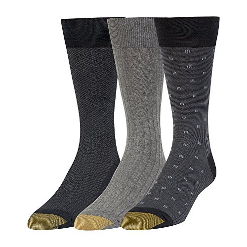 Gold Toe Mens Big and Tall Dress Crew Socks 3 Pairs blackcharcoal Shoe Size 1216