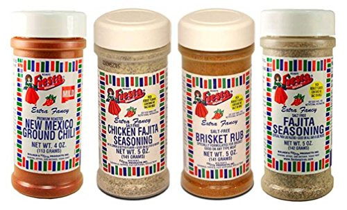 Bolners Fiesta Extra Fancy Salt Free Texas Barbeque Seasoning 4 Flavor Variety Bundle 1 each Fajita Brisket Rub Chicken Fajita New Mexico Chili
