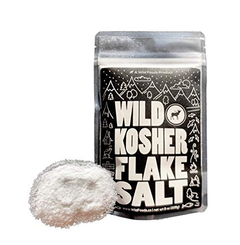 Kosher Fine Flake Sea Salt by Wild Foods Unrefined 100 Natural Pacific Ocean Harvested Sea Salt for Cooking Marinating Brining Finishing Healthy Recipes 8 ounce