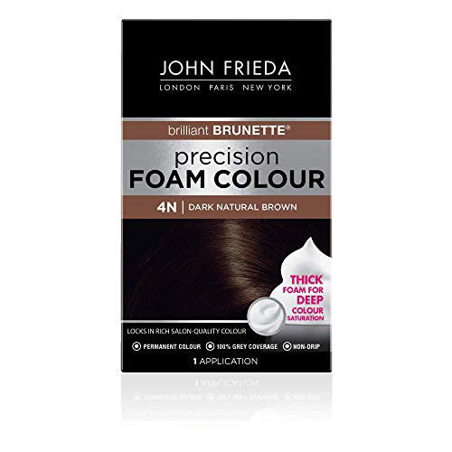 John Frieda Precision Foam Color Dark Natural Brown 4N Fullcoverage Hair Color Kit with Thick Foam for Deep Color Saturation