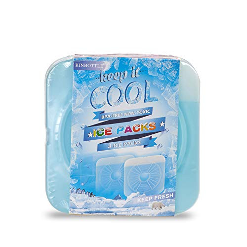 RINBOTTLE Ice Packs for Lunch Box Slim Reusable Freezer Dry Ice Pack for Coolers Keep Cold and Fresh for Outdoor Camping Picnic and Parties