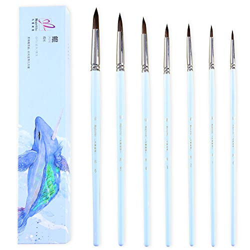 Magritte Watercolor Brushes 7pcs Horse Hair Round Pointed Tip Detail Paint Brush Set for Watercolor Acrylic Gouache Ink Oil Tempera Paint by NumbersBlue Magritte Watercolor Brushes 7pcs Horse Hair Round Pointed Tip Detail Paint Brush Set for Watercolor Acrylic Gouache Ink Oil Tempera Paint by NumbersBlue