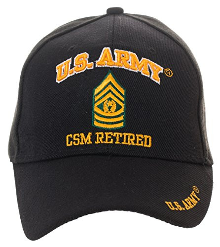 Officially Licensed US Army Retired Baseball Cap  Multiple Ranks Available Command Sergeant Major