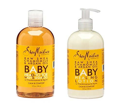 Shea Moisture Raw Shea Chamomile  Argan Oil Baby Wash  Shampoo and Baby Healing Lotion 2pc Combo