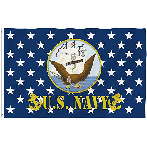 Bonsai Tree 3x5 Feet Navy Flag  Vivid Color and Double Sided  USN Military Flags Polyester with Brass Grommets US Navy Emblem Home Decorations