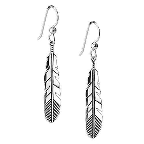 American West Sterling Silver Feather Dangle Earrings