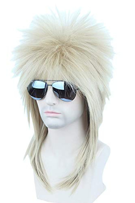 Topcosplay Adult 70s 80s Halloween Costumes Wig Rocking Dude Wig Punk Metal Rocker Disco Mullet Wig Blonde Topcosplay Adult 70s 80s Halloween Costumes Wig Rocking Dude Wig Punk Metal Rocker Disco Mullet Wig Blonde