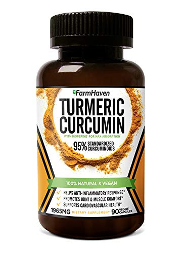 Turmeric Curcumin with BioPerine Black Pepper  95 Curcuminoids 1965mg Maximum Absorption for Joint Support  Healthy Inflammatory Response NonGMO Turmeric Capsules Made in USA  90 Veg Caps