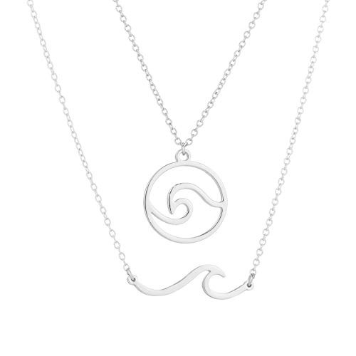 2Pcs Ocean Wave Necklace Surfing Sea Surfer Hawaii Circle Pendant Women Beach Stainless Steel JewelrySilver 2Pcs Ocean Wave Necklace Surfing Sea Surfer Hawaii Circle Pendant Women Beach Stainless Steel JewelrySilver