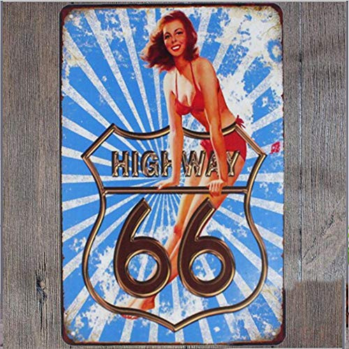 INNAPER High Way Route 66 Signs Vintage Metal Shop Sign US 66 High Way Road Tin Sign for Home Garage Wall Decoration INNAPER High Way Route 66 Signs Vintage Metal Shop Sign US 66 High Way Road Tin Sign for Home Garage Wall Decoration