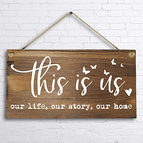 Rustic Wood Home Decor Sign Wall Art Plaque This is Us Our Life Our Story Our Home 10x 5