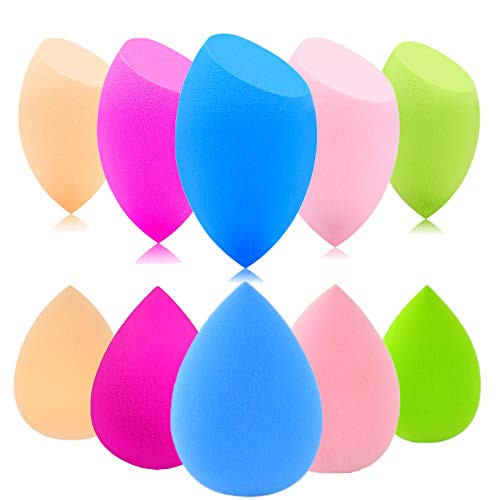 Makeup Sponge Set 10 Pcs Beauty Sponge Blender Latex Free Foundation Blending Flawless for Liquid BB Cream and Powders