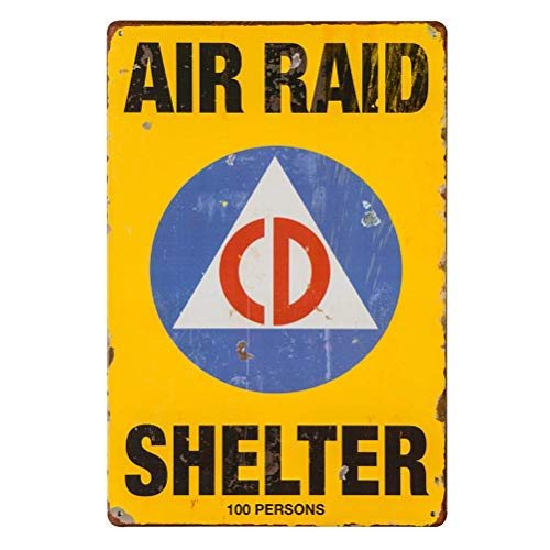 WEIMEILD Vintage Wall DecorAir Raid Shelter  Novelty Funny Gifts Sign for Garage Yard DecorMetal Store Sign M0098