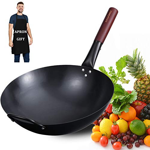Carbon Steel Wok Pan Chinese Woks and Stir Fry Pans14 Inch Large Craft Hand Hammered Traditional Round Bottom Wok by Xeeyaya Carbon Steel Wok Pan Chinese Woks and Stir Fry Pans14 Inch Large Craft Hand Hammered Traditional Round Bottom Wok by Xeeyaya
