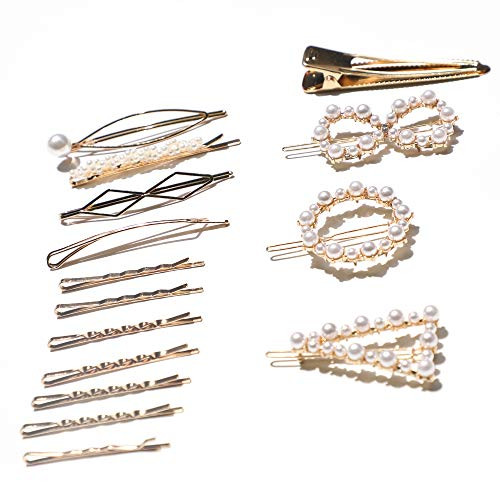 Envysun 15 Pieces Hair Clip Geometric Hair Pins Metal Hairpin Hair Styling Jewelry Hair Clamps Accessories Barrettes Gold Bobby Pin for Girl Women