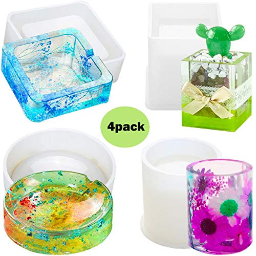 Ashtray Mold for Resin  Epoxy Art Resin Molds Include Square Cylinder Cube Casting Molds DIY Plant Pot Mold Pen Holder molds