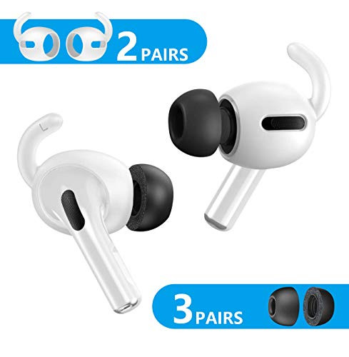 Ear Hooks Cover Silicone Earbud Tips with Wings AntiSlip Labs Memory Foam Ear Tips Accessories Compatible with AirPods Pro 3 Pairs S M L Buds