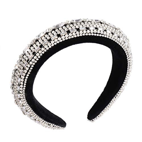 Rhinestone Padded Headband Women Velvet Clear Crystal Embellished Headband Bejewelled Statement Wide Hair Hoop Hairband for Wedding Party Rhinestone Padded Headband Women Velvet Clear Crystal Embellished Headband Bejewelled Statement Wide Hair Hoop Hairband for Wedding Party