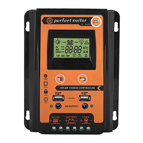 Qiilu Solar Charge Controller 12V 24V 30A 50A MPPT Solar Charge Controller Solar Panel Battery Regulator Dual USB LCD Display30A