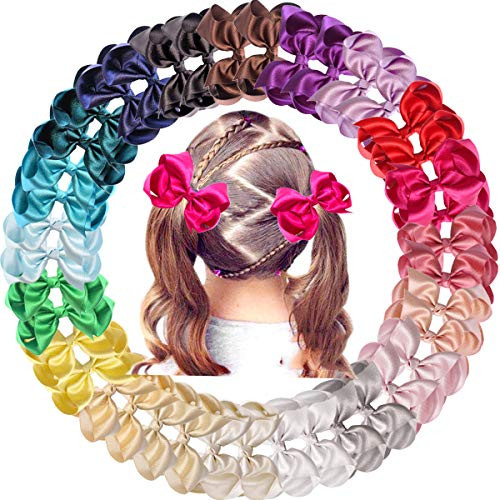 JOYOYO 40Pcs Baby Girls Hair Bows Clips 45 Inch Bows Alligator Hair Clips For Girls Toddlers Kids Teens in Pairs