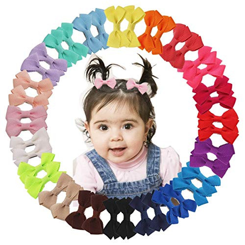40Pcs20Pair 2Inch Mini Baby Hair Bows Grosgrain Ribbon Toddler Hair Bow With Alligator Clips Tiny Hair Barrettes Hair Accessories For Baby Girls Toddlers Infants Fine Hair Teens Kids Children