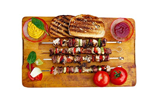 Bokunopro Skewers Stainless Steel Grilling Kabob Metal Skewers Grill Kabob BBQ Skewers 12 Long Stainless Steel Shish Kabob Wide Reusable Grilling