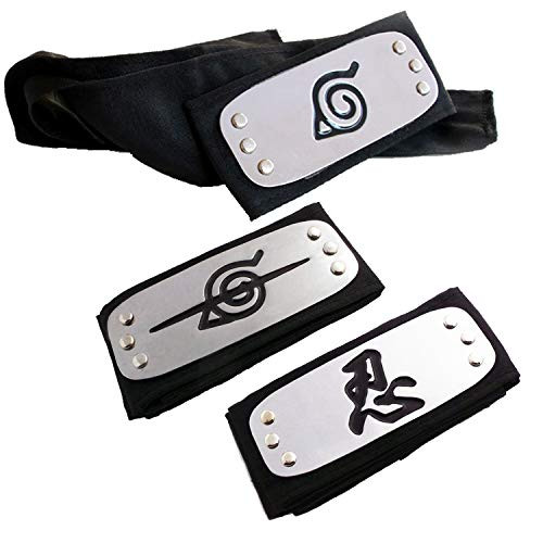 Lystin Naruto Headband 3 PCS Naruto Cosplay Headband Naruto Leaf and Anti Leaf Village Ninja Headband Ninja Kakashi Cosplay Accessories