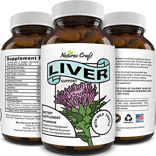 Best Liver Supplements with Milk Thistle  Artichoke  Dandelion Root Support Healthy Liver Function for Men and Women Natural Detox Cleanse Capsules Boost Immune System Relief 90 CT