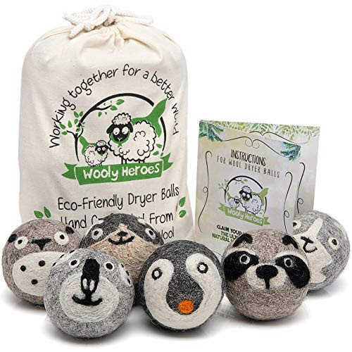Wooly Heroes Wool Dryer Balls  Organic Eco Friendly  6Pack XL