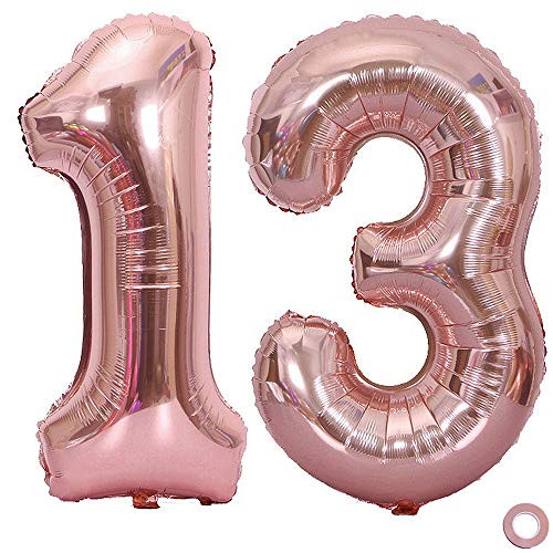 Juland Rose Gold Number Balloons XXL Giant Foil Birthday Balloon Large Foil Mylar Balloons 40 Inch Giant Jumbo Number Balloons for Birthday Party Decorations 13 Juland Rose Gold Number Balloons XXL Giant Foil Birthday Balloon Large Foil Mylar Balloons 40 Inch Giant Jumbo Number Balloons for Birthday Party Decorations 13