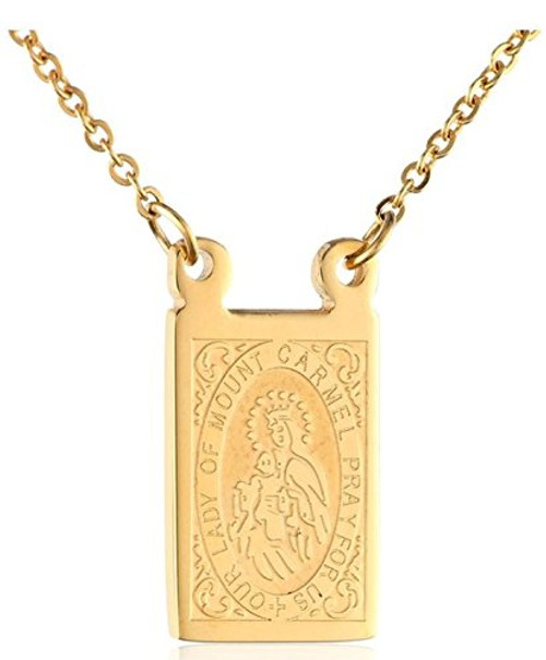 Escapulario de la Virgen del Carmen Jess 18K en capas Our Lady of Mount Carmel Scapular