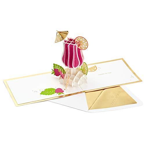 Hallmark Signature Paper Wonder Pop Up Congratulations or Birthday Card (Cheers, Tropical Drink)