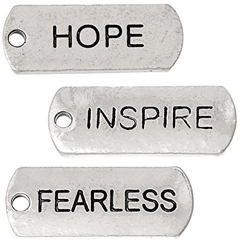 87 Pc Inspirational Message Charm Pendants Silver Tone Hope Inspire Fearless