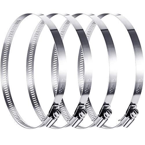 Boao 4 Pieces Adjustable 304 Stainless Steel Duct Clamps Hose Clamp 10 Inch