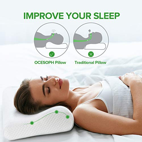 Neck Pillows for Sleeping Memory Foam Pillow Cervical Pillow for Neck Pain Relief Orthopedic Contour Sleep Pillows Bamboo Ergonomic Bed Pillow Support for Back and Stomach for Side Sleepers