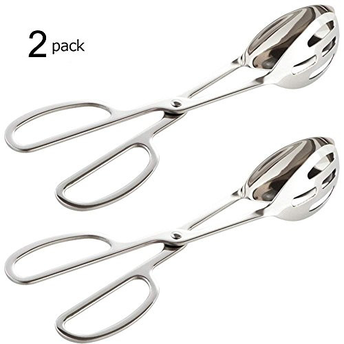 Buffet TongsGLE2016 2PACK Stainless Steel Buffet Party Catering Serving Tongs Thickening Food Serving Tongs Salad Tongs Cake Tongs Bread Tongs Kitchen Tongs Silver